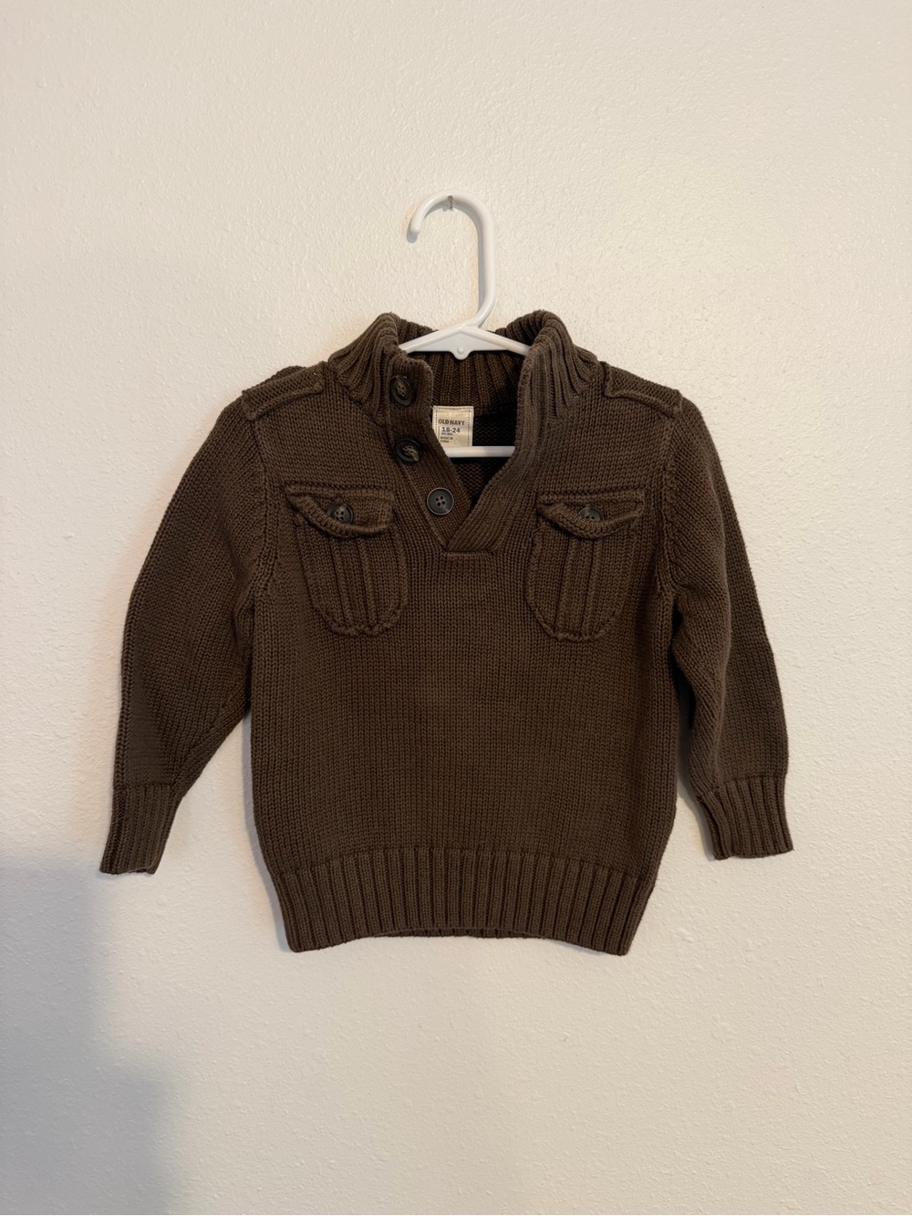 Old Navy Brown Knit Button-Front Sweater